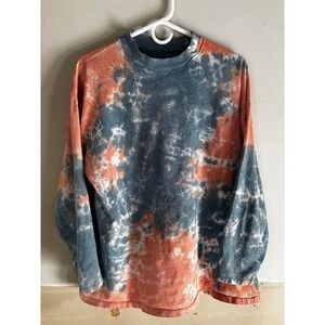 We The Free Tie Dye Long Sleeve Sweatshirt Top Orange Blue Size S